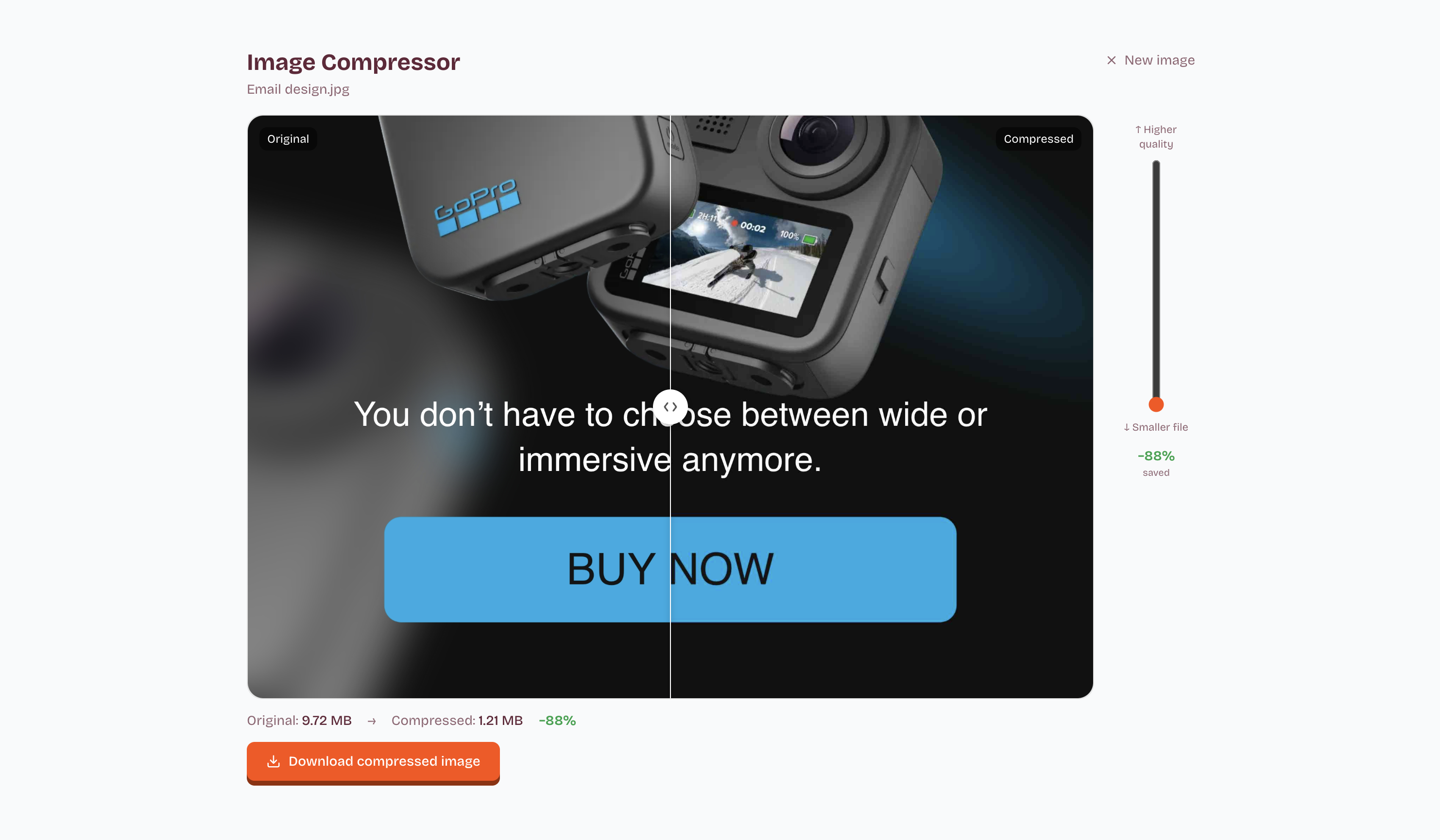Compressor before/after preview